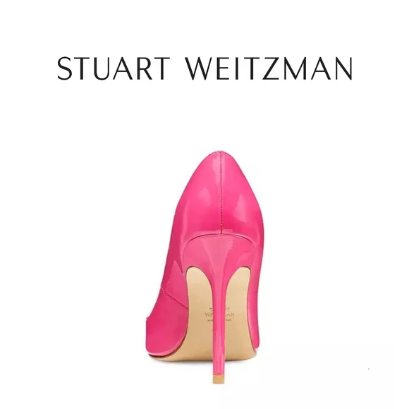 Stuart Weitzman Stuart 100 Scallop Pump Magenta Size 7.5 B Stiletto Patent - Picture 6 of 7